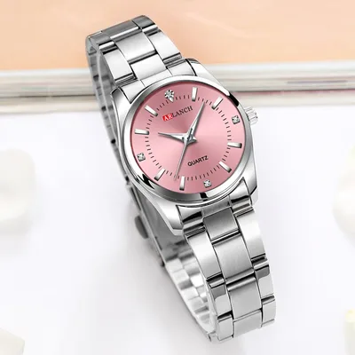 럭셔리 여성 시계 29mm 유행 스테인레스 스틸 라인 석 핑크 미니멀리스트 소녀 시계 야외 여행 여성 손목 시계
