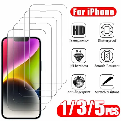 1~5PCS HD 보호 유리 iPhone 16 17 Pro Max 17e 16e 15 14 13 12 화면 보호기 필름 iPhone 11 12 13 Mini 강화 유리 iPhone 16 Pro Max Glass