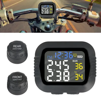 오토바이 TPMS 타이어 압력 모니터링 시스템, 온도 알람, 외부 센서 2 개 포함, 모토 타이어 알람 시스템, 실시간