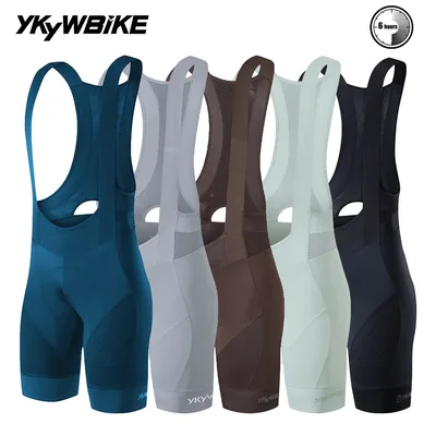 YKYWBIKE 남성용 사이클링 턱받이 반바지 도로 자전거 턱받이 자전거 스타킹 사이클링 MTB 턱받이 바지 6시간 패딩 벨기에 패딩