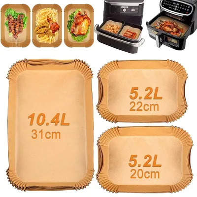대형 직사각형 에어 프라이어 일회용 종이 라이너 31 cm Nonstick Airfryer 양피지 3-9QT 요리 바구니 용 특수 베이킹 종이