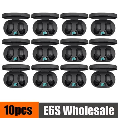 E6S TWS 무선 헤드폰 블루투스 이어폰, 5.0 스테레오 헤드셋 이어버드, 아이폰 샤오미, 10 개 도매