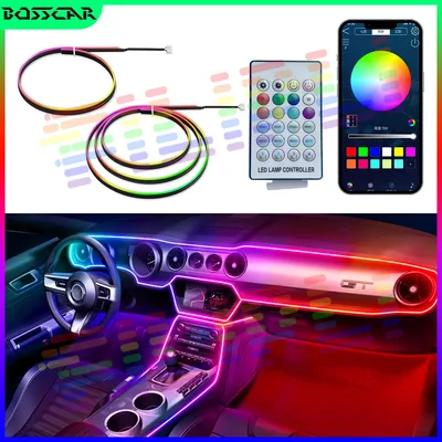 120cm 차량용 앰비언트 라이트 LED 인테리어 RGB 심포니 분위기 조명 USB 앱 제어 리모컨 테슬라 모델 3 Y S X용