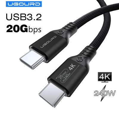 풀 기능 20Gbps 타입 C 케이블 USB3.2 gen2 *2 USB C 20G 데이터 전송 케이블 USB 3 240W 고속 충전 케이블 4K 허브용 0.2m 3m 5m