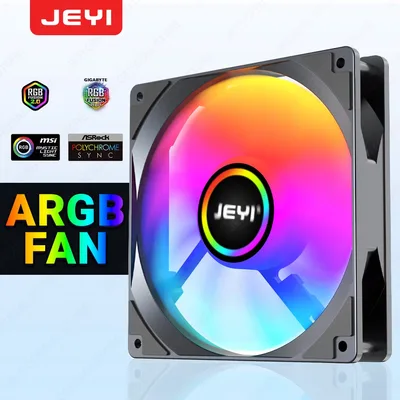 JEYI 120mm PC ARGB 냉각 팬 AURA SYNC RGB 컴퓨터 팬 4PIN PWM 및 5V 3PIN ARGB 포트가 있는 초저소음 방열판 Ventilador