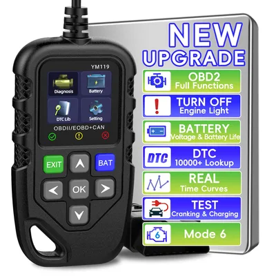 배터리 테스트가 포함된 Obd2 스캐너, obdii/EOBD 스캐너 진단 도구 자동차 코드 리더 CAN 스캔 도구, 엔진 오류 코드 리더