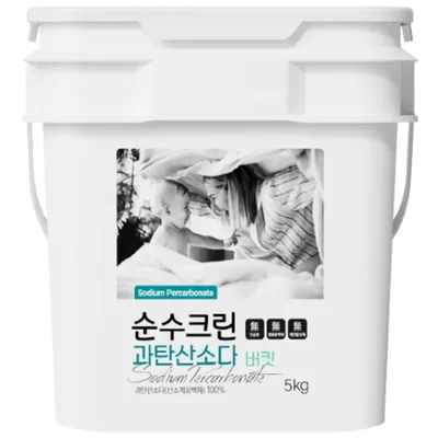 SoonsuClean 과탄산소다 5kg 버킷+스푼1개 1등급원료 대용량 세탁세제 청소용품 산소계 표백제 가루세제