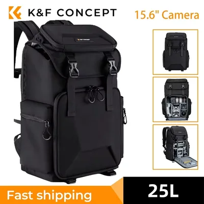 K&F CONCEPT 25L 카메라 백팩 가방 15.6인치 노트북 수납공간 DSLR/SLR 미러리스 카메라 케이스 (소니, 캐논, 니콘, 소니 카메라용)