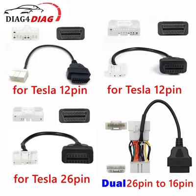 Tesla 26pin 20pin 12pin obd2 진단 케이블 커넥터-tesla model s 모델 x 모델 3 모델 y 용 obdii 16pin 어댑터