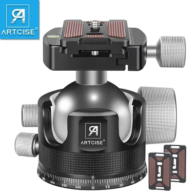 ARTCISE 44mm/55mm 로우 프로파일 삼각대 볼 헤드, DSLR 카메라 삼각대 모노포드 로드 40kg용 모든 금속 CNC 헤비 듀티 삼각대 헤드