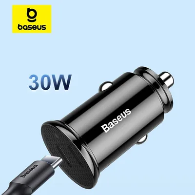 Baseus 30W 듀얼 USB C 차량용 충전기 유형 C FCP SCP USB PD 3.0 iPhone 13 14 15 Sumsung Xiaomi 고속 충전 차량용 전화 충전기