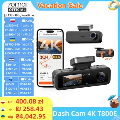 70mai 4K T800E 3채널 블랙박스 전방 후방 실내 3-in-1 음성 제어 24시간 주차 모니터링 슈퍼커패시터 GPS 4K 차량용 DVR 70mai T800E