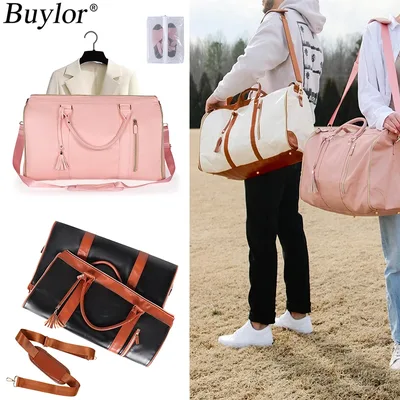 Buylor 접이식 Suitbag 방수 의류 토트 대용량 여행 더플 백 여성 핸드백 야외 피트니스 가방 체육관 가방
