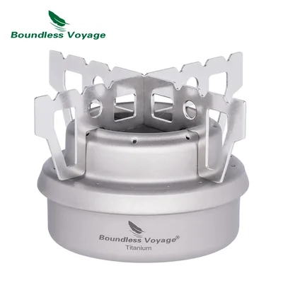 Boundless Voyage 티타늄 스피릿 버너 미니 알코올 스토브, 브래킷 포함, 야외 캠핑 스토브, 다중 연료 스토브, Ti2001C