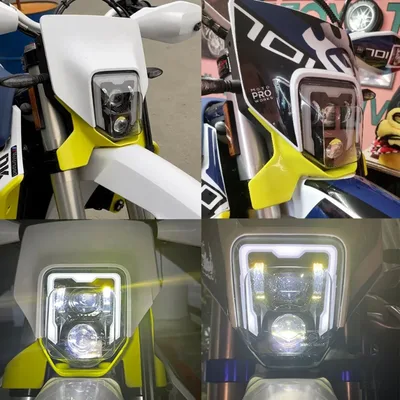Husqvarna 701 용 Enduro 오토바이 헤드 라이트 Led Supermoto TE TC FE FC 카페 레이서 액세서리 먼지 자전거 모토 크로스 수정 부품