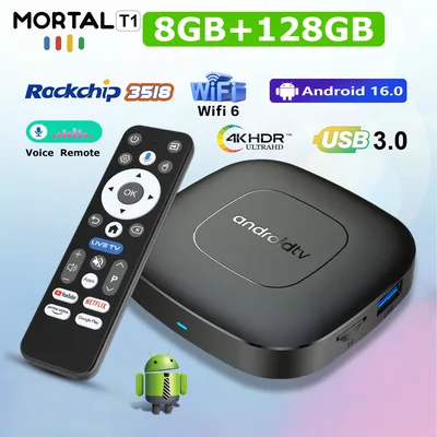 신형 안드로이드16 스마트 홈 시어터 TV 박스 RK3518 쿼드 코어 구글 어시스턴트 스트리밍 8GB128GB 미디어 플레이어 듀얼 와이파이 2.4G/5.8G T1