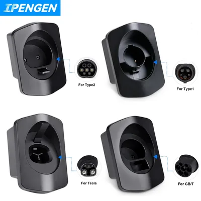 TESLA Type1 Type2 GBT 표준 전기 충전기 벽 장착 브래킷 보호 벽용 IPENGEN EV 충전기 플러그 홀더 스탠드