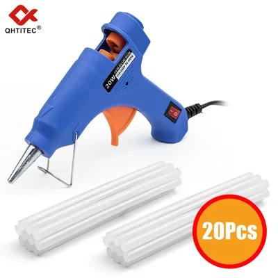 JCD 20W 핫멜트 글루건 DIY 미니 가정용 산업용 글루건 열 온도 조절 전기 수리 도구 (7mm 글루 스틱 20개 포함)