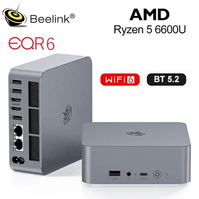 비링크 미니 PC EQR6 6600U 6800H EQR7 7735HS AMD 라이젠 5 LPDDR5 메모리 24GB SSD 500GB 1TB Wifi6 4K BT LAN 데스크탑 컴퓨터