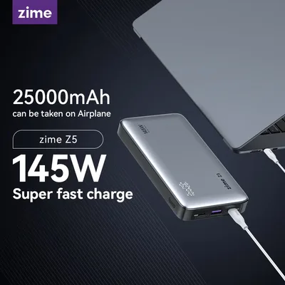 zime Z5 보조배터리 25000mAh 145W 보조배터리 100W 자체 충전 및 디지털 디스플레이 QC3.0/PD3.0 맥북/아이폰/삼성/태블릿용