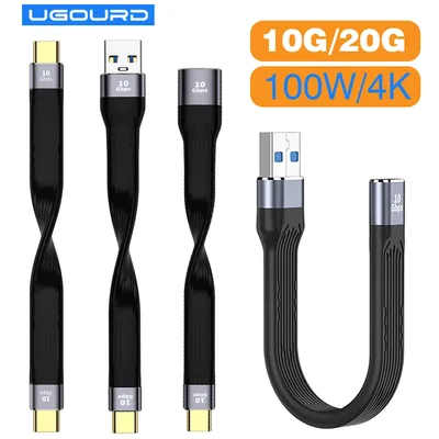 USB to C타입 케이블 변환기, OTG USB 어댑터, SSD 보조배터리, USB3.1, 10Gbps 쇼트 케이블, 13cm PD, 100W, USB4, 20Gbps 케이블, 22cm