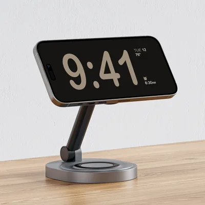 2 In 1 자기 무선 충전기 스탠드 패드 iPhone 15 14 13 12 11 Pro Max 11 X Apple Watch Airpods 고속 충전 도킹 스테이션