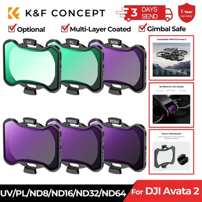 K&F CONCEPT DJI 아바타 2 필터 세트 UV/CPL/ND8/ND16/ND32/ND64 다층 코팅 드론 렌즈 카메라 필터 액세서리