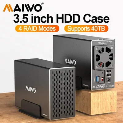 MAIWO 3.5인치 HDD 케이스 SATA RAID 스토리지 인클로저 2.5/3.5인치 외장형 하드 드라이브 박스용 듀얼 베이 하드 드라이브 도킹 스테이션