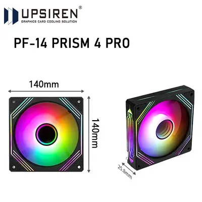 UPSIREN PF-14 PRISM 4PRO 컴퓨터 섀시 팬 14cm ARGB 4 핀 PWM 조용한 냉각 팬 12V 대용량 풍량 61.5CFM/650-1800RPM