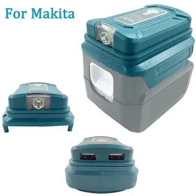 Makita/HongSong/Lomvum 14.4V/18V Li-on 배터리 용 배터리 어댑터 LED 작업 조명 듀얼 USB 포트가있는 휴대용 보조베터리
