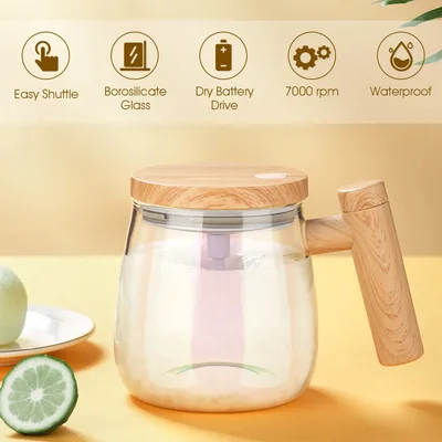 400ML 자체 교반 머그잔 7000RPM 커피 우유 단백질 파우더 용 방수 자동 믹스 컵이있는 전기 고속 혼합 머그잔