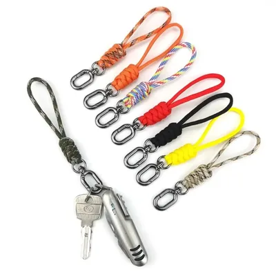 Paracord 키 체인 매는 밧줄 타원형 버클 고강도 낙하산 코드 긴급 생존 안티 손실 배낭 열쇠 고리 목 교수형