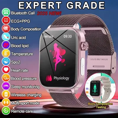 2025 새로운 ECG + PPG 모니터링 스마트 워치 여성 혈압 혈액 지질 요산 여성 월경 건강 추적기 Smartwatches