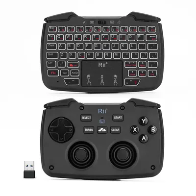 Rii RK707 PC/Raspberry pi2/Android TV Google/TV 용 2.4GHz 무선 휴대용 게임 컨트롤러 키보드 마우스 콤보 터보 기능