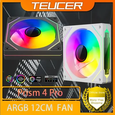 TEUCER Prism4 정방향/역방향 팬 120MM 5V 3PIN ARGB 12V 4PIN PWM 2000RPM 유압 베어링 디자인 게이머를 위한 안정적이고 조용함
