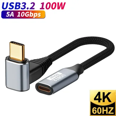 USB C 3.1 연장 케이블 유형 C PD100W 삼성 MacBook Pro 4k 60Hz 비디오 케이블 용 여성 연장 코드에 고속 충전 남성