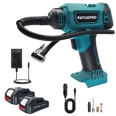 PATUOPRO 무선 전기 공기 펌프 충전식 자동차 타이어 자동 팽창기 Makita 18V 배터리 용 휴대용 홈 공기 압축기