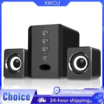XIKCU 유니버설 풀레인지 3D PC 스피커 박스 사운드 바 스테레오 서브우퍼 베이스 DJ 음악 컴퓨터 스피커 USB (노트북, 휴대폰, TV용)