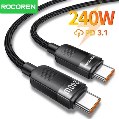 로코렌 240W 타입-C to USB C 데이터 케이블 PD3.1 고속 충전 100W 타입 C 코드 맥북 아이폰 17 삼성 샤오미용
