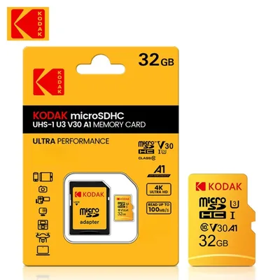 Kodak 32GB-256GB 마이크로 SD 메모리 카드 - 고속 ​ ​ 스마트폰, 디지털 카메라, 태블릿 및 드론용 클래스 10 U3 UHS-I Chri