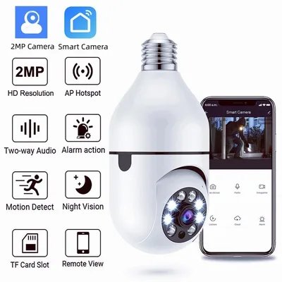 E27 전구 감시 5G Wifi 스마트 카메라 2MP 나이트 비전 풀 컬러 자동 인간 추적 보안 보호 모니터 카메라