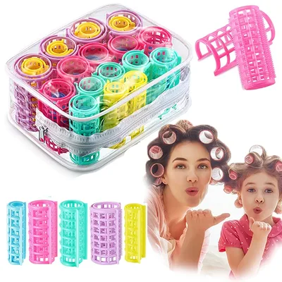 플라스틱 헤어 롤러 롤러, 롤러 스냅, 셀프 그립 롤러, DIY 미용실 헤어 이발사용, 5 가지 크기, 30 개