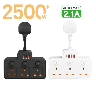 영국 AC 플러그 전원 스트립 벽걸이형 독립 스위치 USB C 충전 네트워크 필터가 있는 멀티탭 네트워크 필터 적응