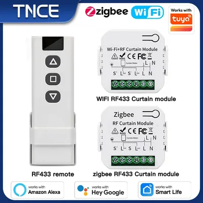 TNCE Tuya 커튼 스위치 모듈 wifi zigbee rf433mhz, 롤러 블라인드 셔터 모터 차단기, 스마트 제어 음성 Alexa Google 홈