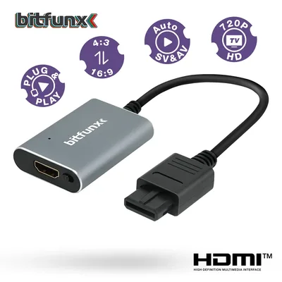 비트펀엑스 720P HDMI ™   어댑터 S-비디오 SV/AV HDTV 컨버터 NTSC PAL N64 SNES SFC NGC 게임 콘솔용 비율 전환기