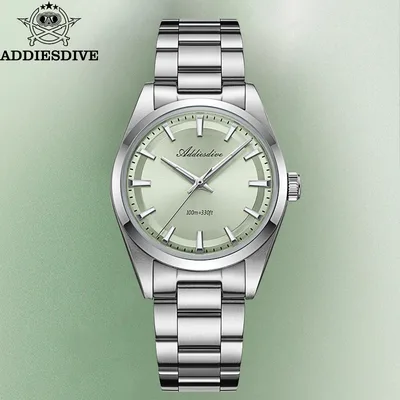 ADDIESDIVE 36mm AD2066 남자 시계 BGW9 Luminou 버블 미러 유리 316L 스테인레스 스틸 Reloj Hombre 100m 방수 쿼츠 시계
