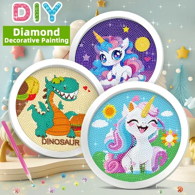 DIY 수제 다이아몬드 페인팅 - 만화 유니콘 인어 모자이크 다이아몬드 페인팅 세트 선물 - 소녀를 위한 장난감 - 홈 인테리어
