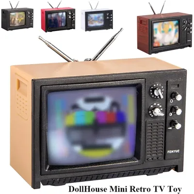 텔레비전 장식품 미니어처 시뮬레이션 가구 1:12 인형 집 미니 레트로 휴대용 TV 장난감, BJD 인형 방 장식