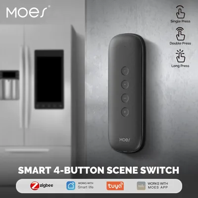 Tuya ZigBee 스마트 장면 스위치 4버튼 휴대용 무선 경량 디자인 12 시나리오 원격 제어 자동화 배터리 구동
