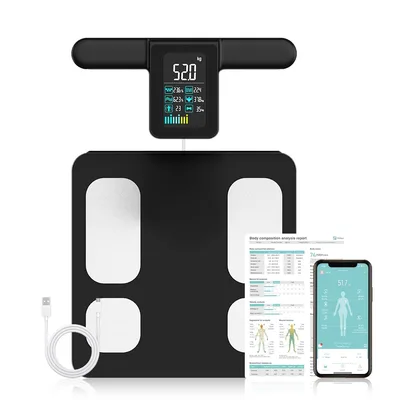 Fitdays 신체 무게추 및 지방 비율 체중계, BMI 20 신체 구성 측정용 고정밀 체중계, 8 전극